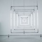 Geometric light installation displayed in a contemporary art gallery